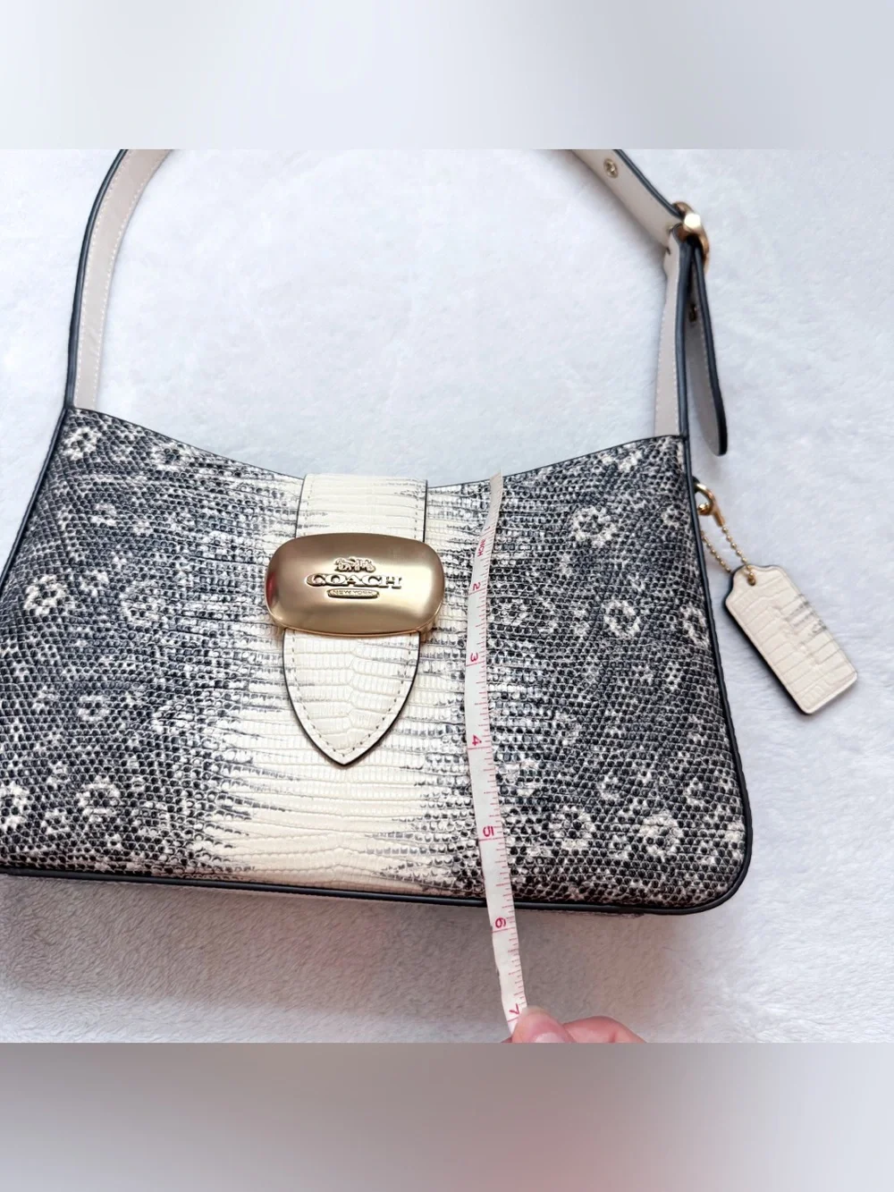 Coach Eliza Shoulder Bag CR352 in Lizard-Embossed Leather + Brass Hardware NWOT